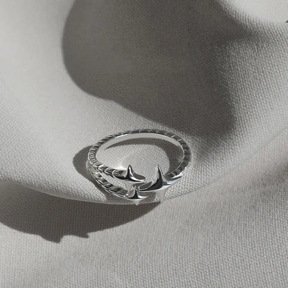 Vintage Unregelmäßige Kreuz Stern Offenen Ring für Frauen Männer Punk Gothic Silber Farbe Einstellbar Paar Ringe Y2K Egirl Schmuck Geschenk So ist Leben