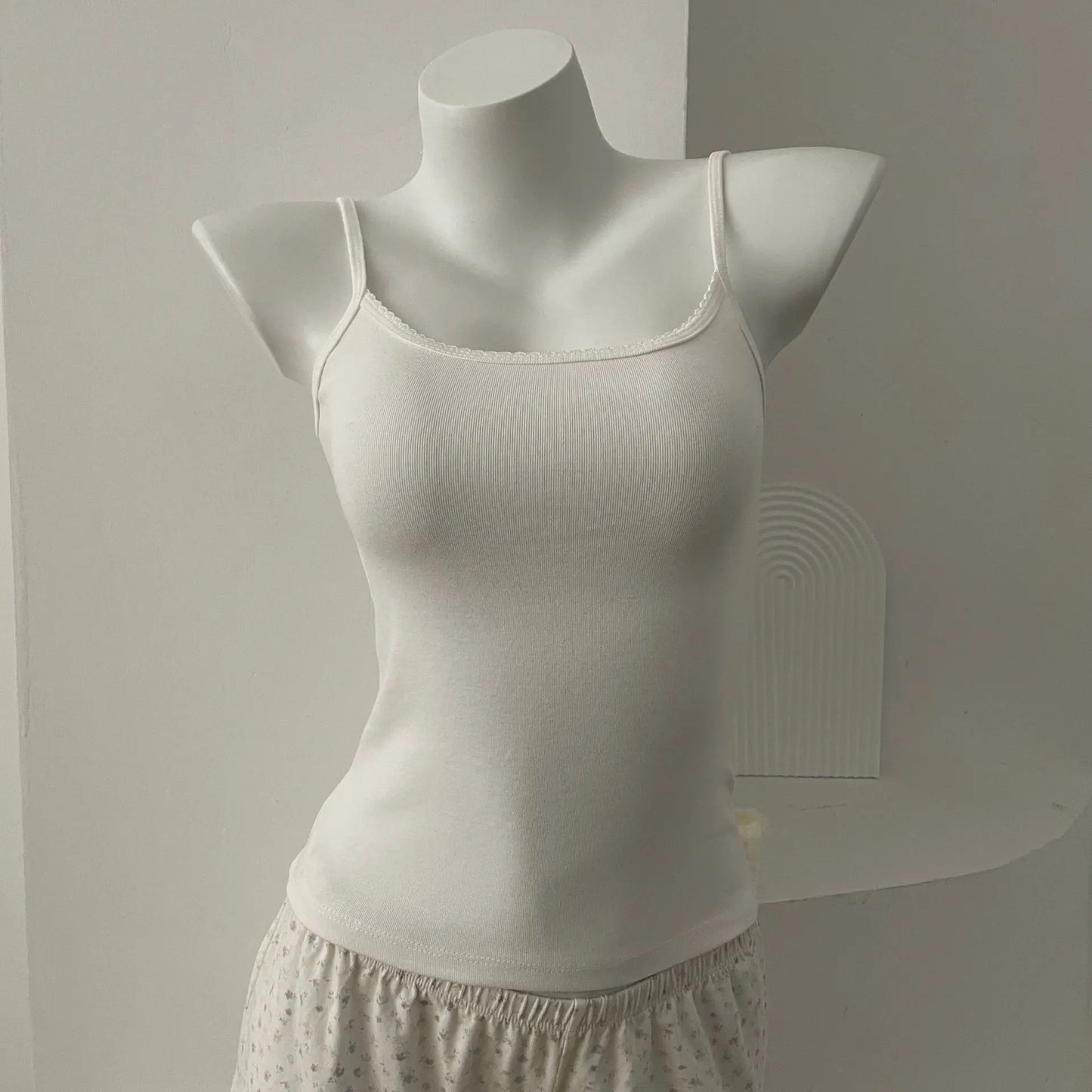 Süße Blumendruck Öse Schleife abgeschnittene Westen Frauen Baumwolle beiläufige dünne Spitzenbesatz Tank Tops Vintage Adrette süße Leibchen Y2K So ist Leben