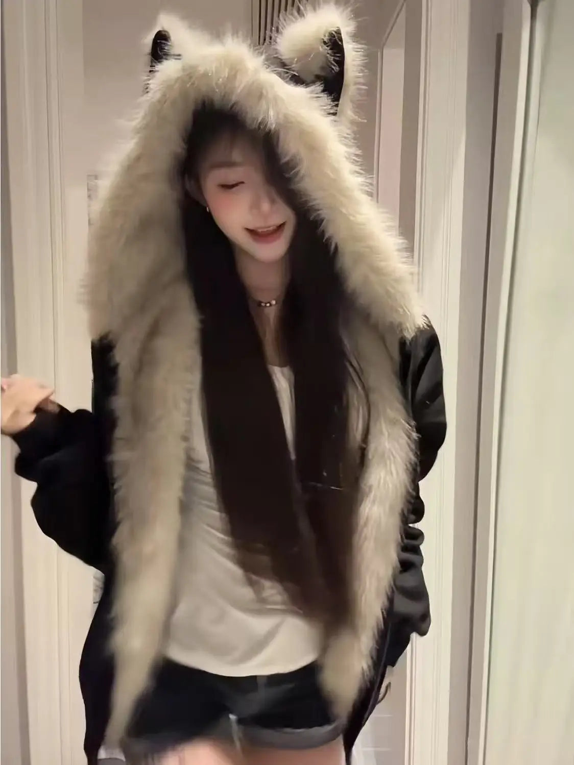 Y2K Winter Neue Blaue Plüsch Baumwolle Gefütterte Jacke Unisex Amerikanische High Street Kapuzenjacke Verdickte Paare Casual Mantel So ist Leben