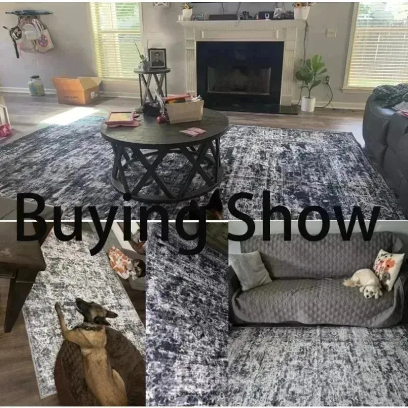 Gothic Schwarz Weiß Teppich Matte Teppich Vintage Muster Rutschfeste Bodenmatte für Wohnzimmer Schlafzimmer Dekoration Kann als Geschenk gegeben werden - So ist Leben