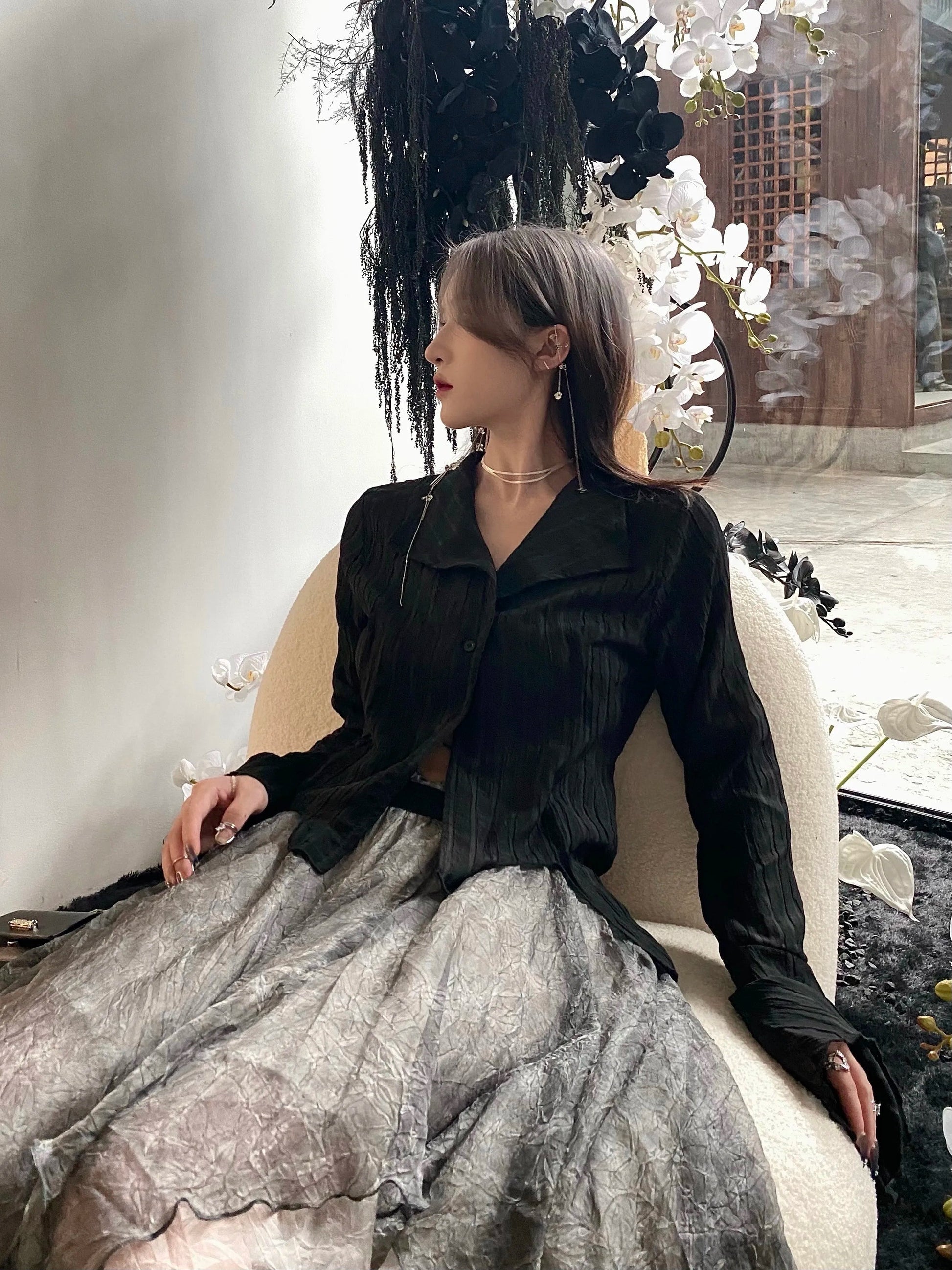 Karrram Gothic Schwarz Hemd Yamamoto Stil Dark Ästhetischen Bluse Frauen Unregelmäßigen Designer Kleidung Emo Alt Kleidung Grunge Tops Y2k So ist Leben