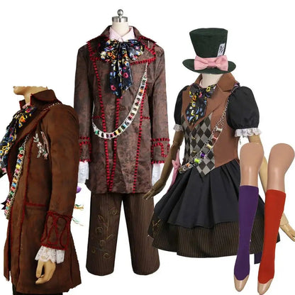 Johnny depp mad cos hatter cosplay fantasie film alice kostüm hut strümpfe outfits erwachsene männliche weibliche halloween party kleidung So ist Leben