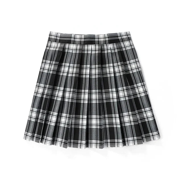Sommer Frauen Hohe Taille Gefaltete Plaid Röcke Mini Tennis Rock Harajuku JK Japanische Schuluniform Kurze A-Line Mini Rock Mädchen So ist Leben