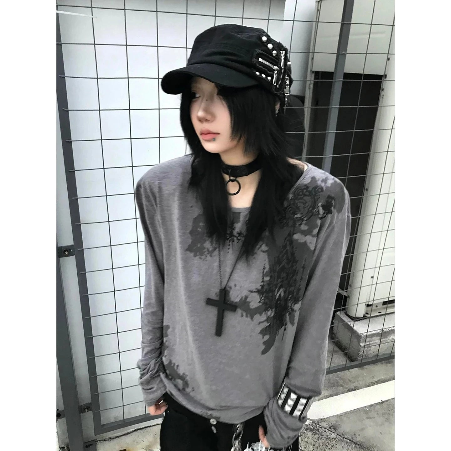 Amerikanischen Vintage Print T-shirt Frauen Ästhetischen Punk Design Langarm Gothic Y2k Tops Subkultur Casual Retro Harajuku Tees So ist Leben