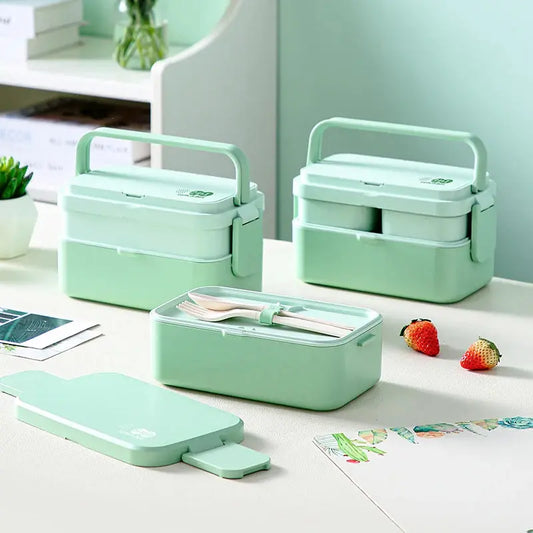 Eco-Friendly Bamboo Fiber Lunch Box Microwave Leakproof Bento Container for School/Office/Picnic Portable Food Storage Container - So ist Leben