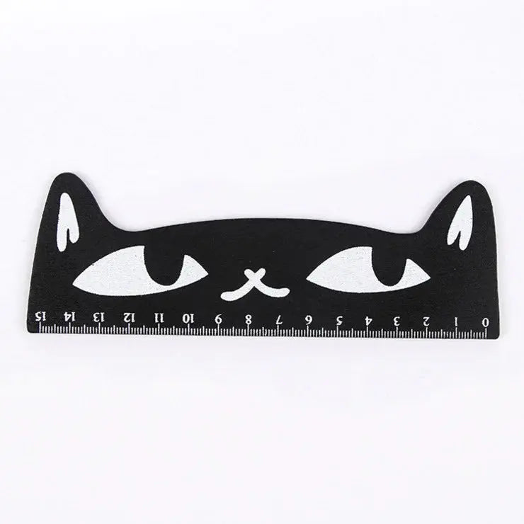 1 Stück Lytwtw's niedliches Kawaii-Lineal mit schwarzer Katze und Kätzchen, gerades Lineal, Holzwerkzeuge, Cartoon, Nähen, Zeichnen, Büro, Schule, Schreibwaren - So ist Leben