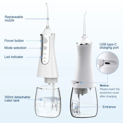 Dental Munddusche Wasser Flosser Gewinde Zähne Pick Mund Waschmaschine 5 Düsen 3 Modi USB Aufladbare 300 ml Tank So ist Leben