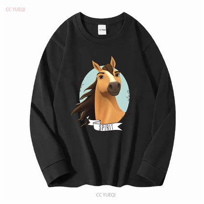 Spirit Wild Horse Kinder-T-Shirt mit langen oder kurzen Ärmeln, Vintage-Waschung, Grafik, Unisex-Mode, vielseitig, bequem So ist Leben