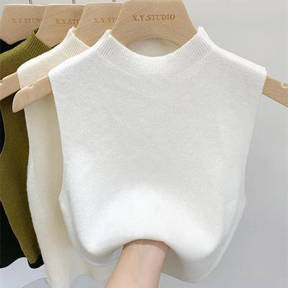 Frauen gestrickt Tank Top Sommer Herbst schlanken Pullover kurze ärmellose solide Frühling Herbst Pullover Pullover 2024 ärmellose Weste So ist Leben
