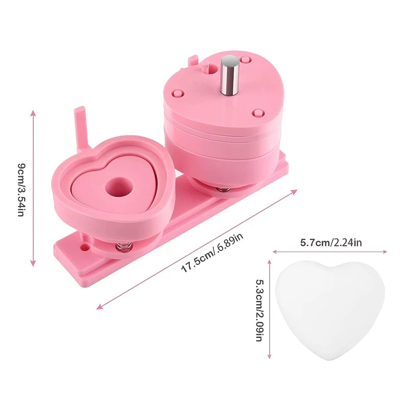 Button Maker Maschine Herzform Form 100 Set Knopfteile für Pin Badge Press Maker Slide Rail Maschine DIY Herstellung 57 * 53 mm So ist Leben