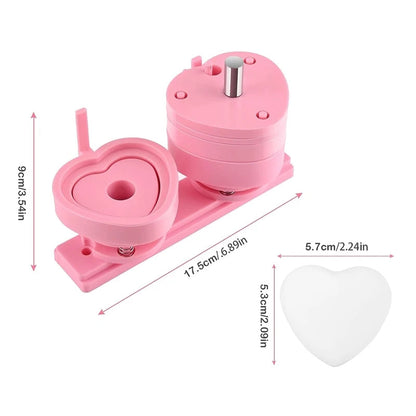 Button Maker Maschine Herzform Form 100 Set Knopfteile für Pin Badge Press Maker Slide Rail Maschine DIY Herstellung 57 * 53 mm So ist Leben