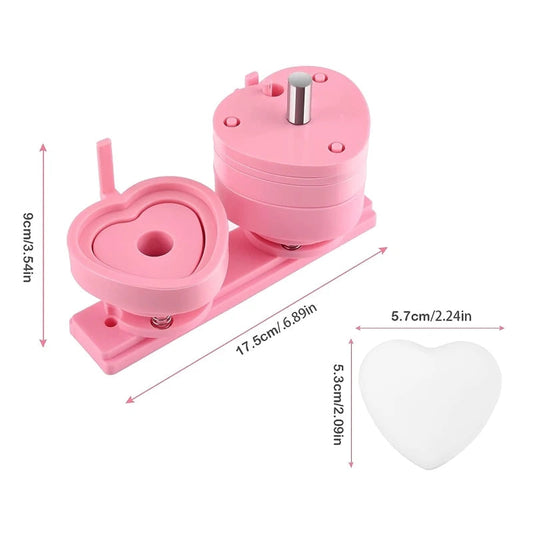 Button Maker Maschine Herzform Form 100 Set Knopfteile für Pin Badge Press Maker Slide Rail Maschine DIY Herstellung 57 * 53 mm So ist Leben