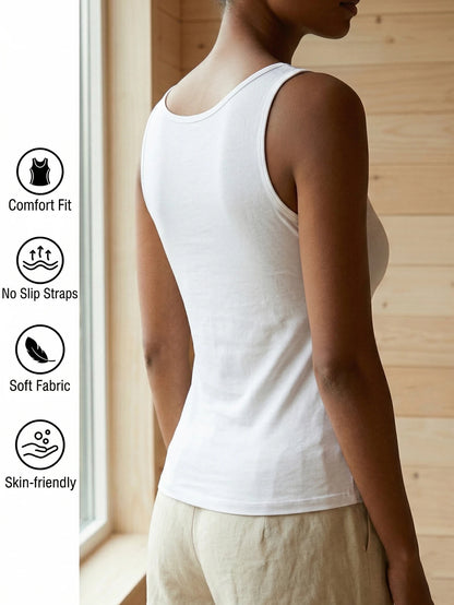Damen-Unterhemd mit Spitzenbesatz und V-Ausschnitt, ärmelloses Tank-Top, lässig, täglich, bequem, elegantes, schlichtes Unterhemd So ist Leben
