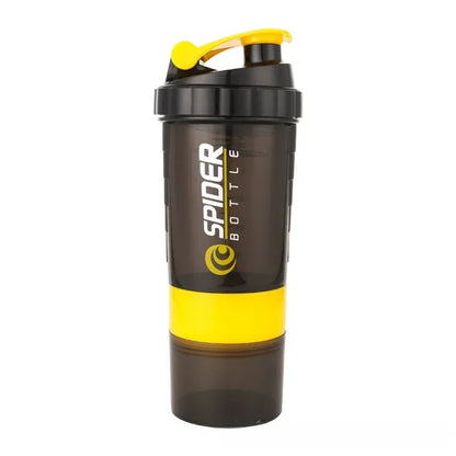 500 ml geschichtete Proteinflasche, Pulvershaker mit Pulver-Aufbewahrungsbehälter, große Wasserflasche, Wasserflasche mit Draht-Rührkugel So ist Leben