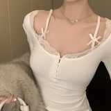 Coquette Langarmshirt mit Spitze & modernem V‑Ausschnitt - So ist Leben