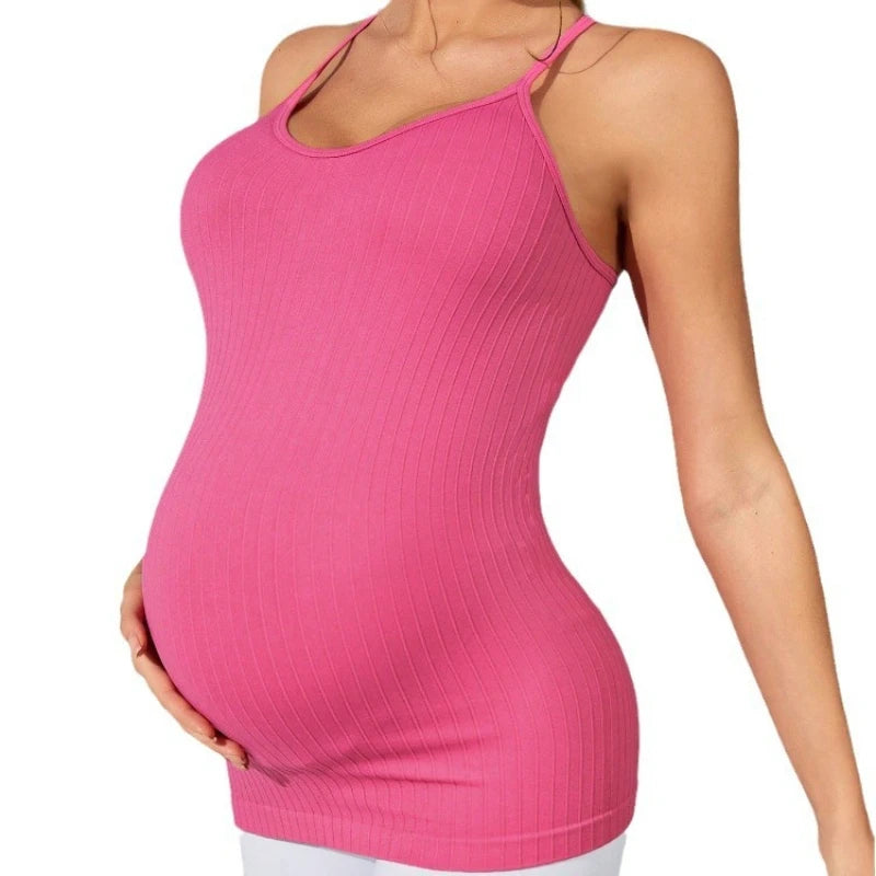 Neues Yoga-T-Shirt, gestrickt, leicht, atmungsaktiv, schweißableitend, Sport-Yoga-Kleidung für schwangere Frauen, Top mit Trägern So ist Leben