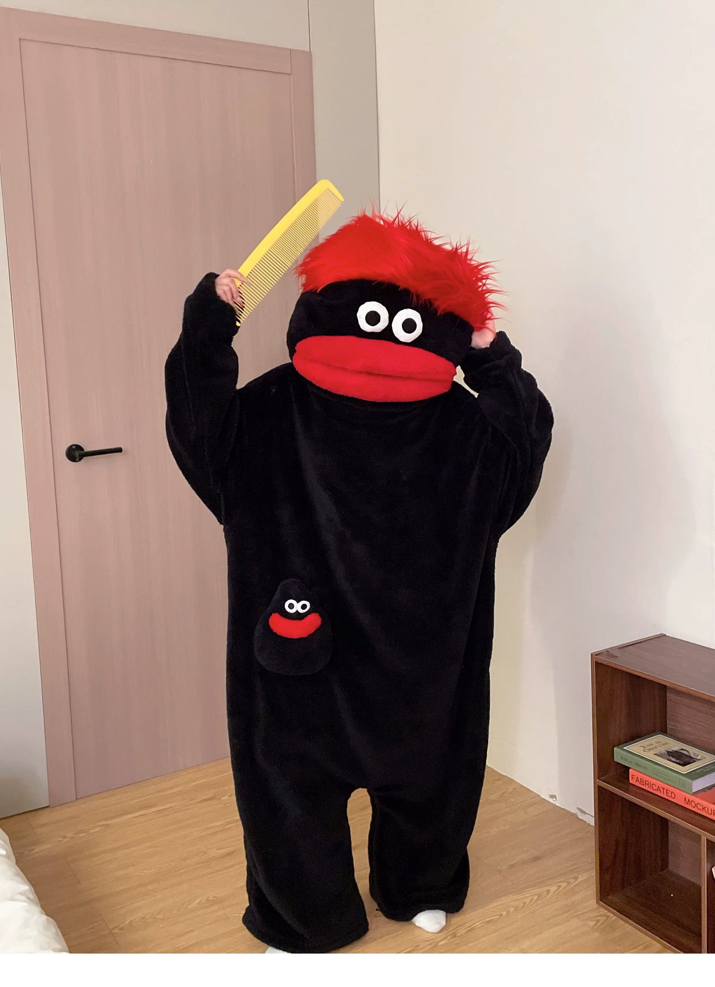 Generisches Big Mouth Monster Coral Fleece Onesie Pyjama Winter Dick Warm Hässlich Niedlich Lustig Haariger Erwachsenen-Loungewear Grün Hellblau So ist Leben