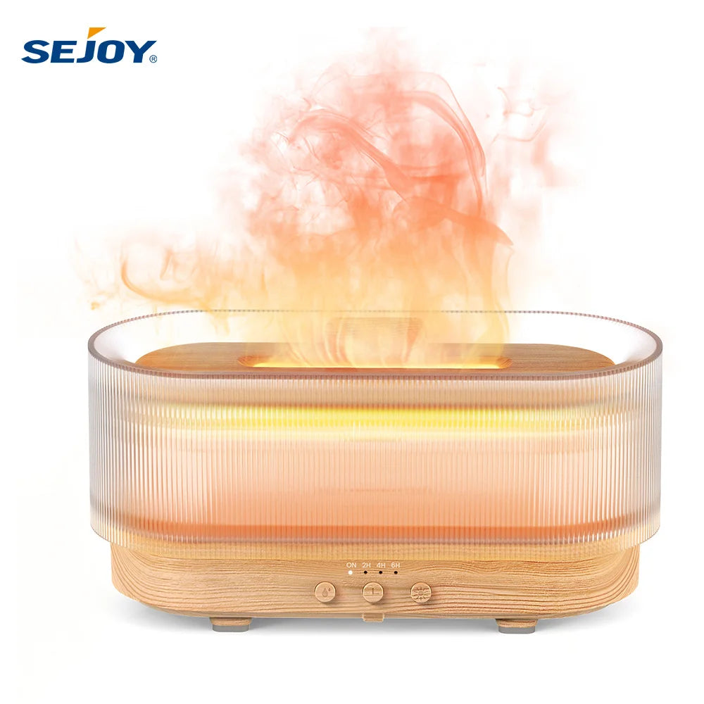 SEJOY Luftbefeuchter mit LED-Licht, Aroma-Diffusor für Ätherische Öle, Flammen-Automatik-Duftspender für Zuhause So ist Leben