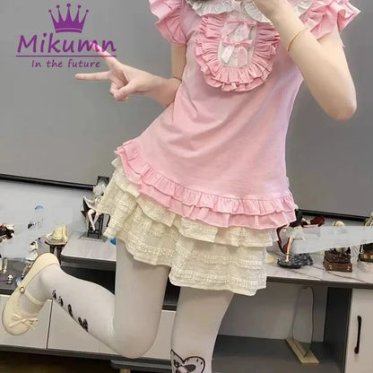Lolita T‑Shirt mit Schleife & modernem Umlegekragen - So ist Leben
