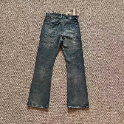 Paris Haute Couture Week Bootcut Jeans aus Bambus-Baumwolle mit verwaschenem Schlamm-Färbeeffekt und Micro-Flare-Schnitt im amerikanischen High-Street-Retro-Stil So ist Leben