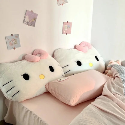 Sanrio Bequeme Hello Kitty Plüschtiere, weiches Umarmungskissen, gefülltes Anime-Rückenkissen, Sofa, Bett, große Plüschtiere, Weihnachtsgeschenk für Mädchen So ist Leben
