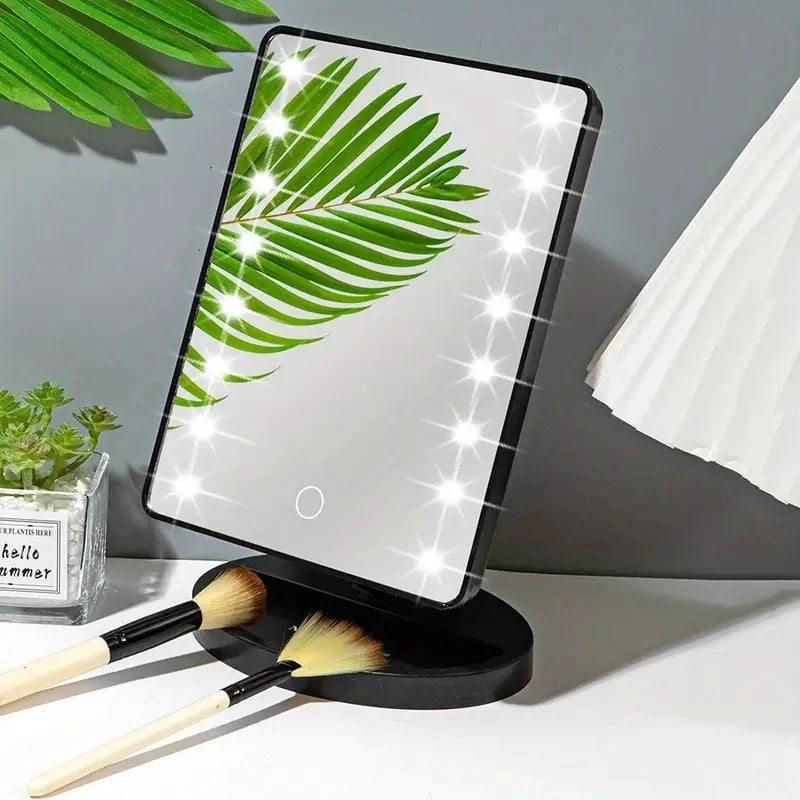 Beleuchteter Schminkspiegel, quadratischer, batteriebetriebener Schönheitsspiegel, Kosmetikspiegel mit Touchscreen, Helligkeit So ist Leben