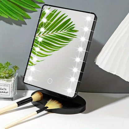 Beleuchteter Schminkspiegel, quadratischer, batteriebetriebener Schönheitsspiegel, Kosmetikspiegel mit Touchscreen, Helligkeit So ist Leben