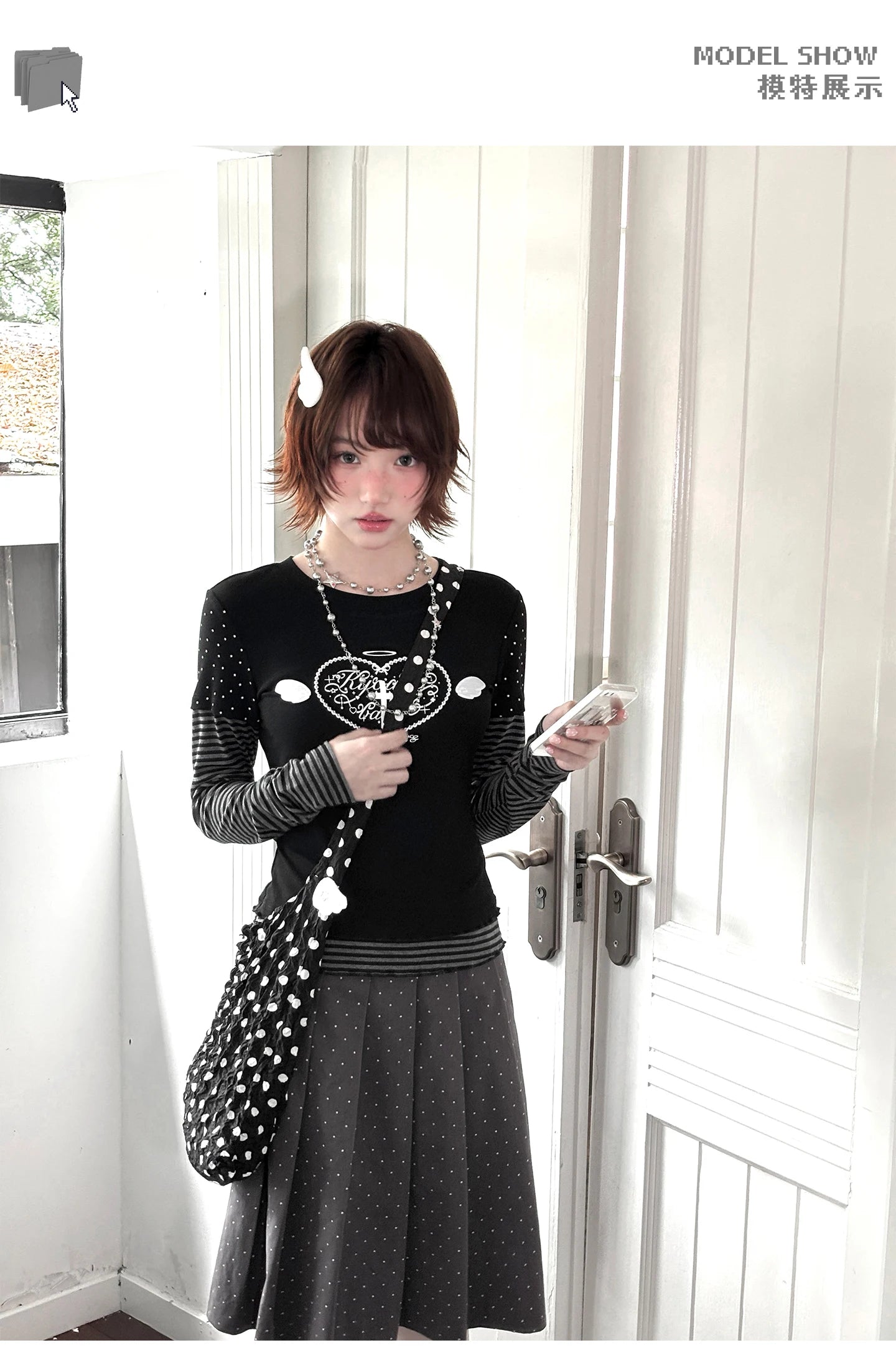 Genayooa Y2k Fairycore Damen T-Shirt Patchwork Langarm Print Grafik Tops Streetwear Ästhetische 2000er Jahre T-Shirts Japanischer Stil So ist Leben