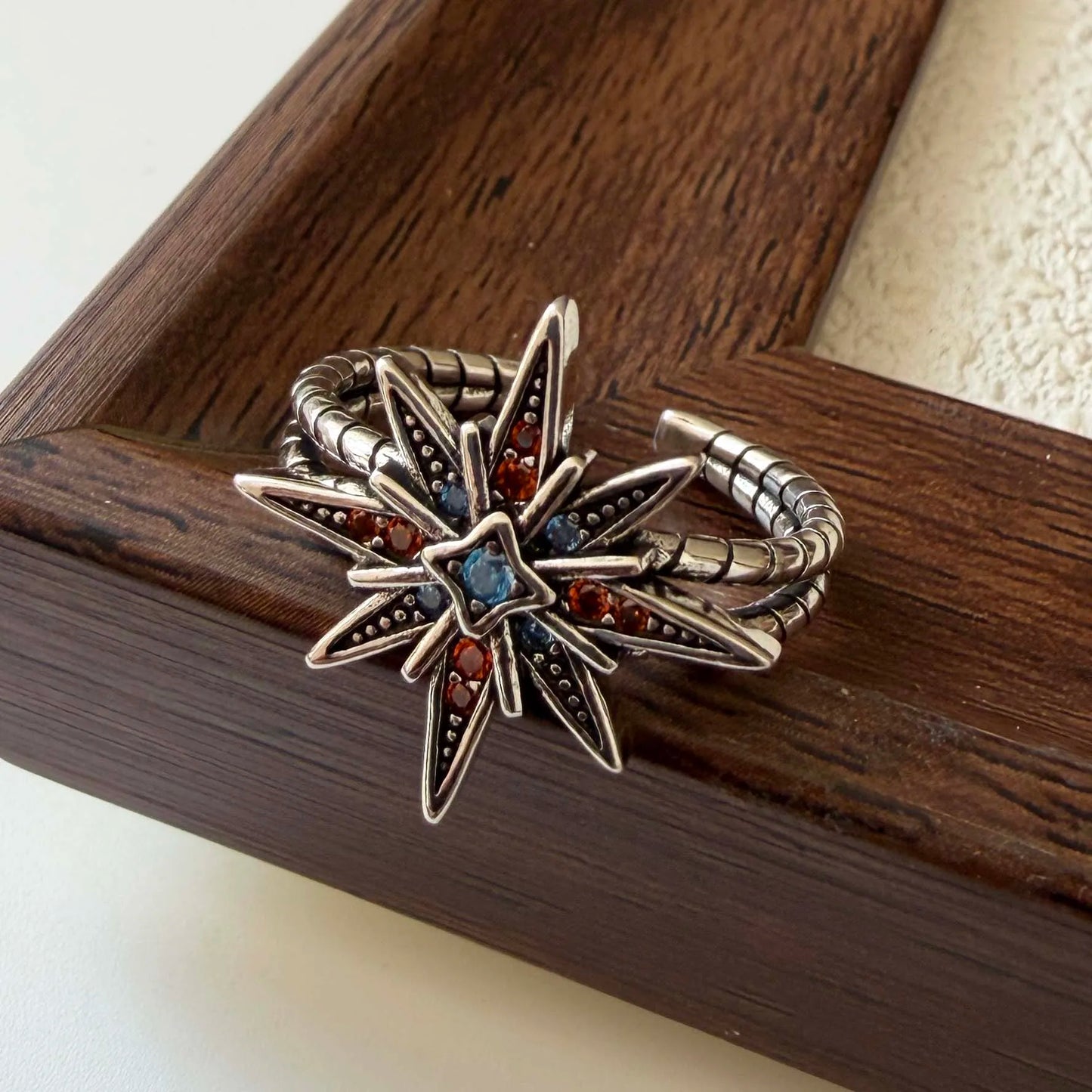 Ringe aus 925er-Sterlingsilber für Damen, Paare, minimalistisch, handgefertigt, Retro-Zirkon-Sternring, edler Schmuck, Geschenk, verhindert Allergien So ist Leben