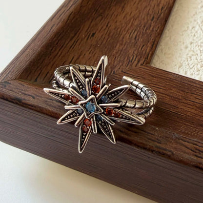 Ringe aus 925er-Sterlingsilber für Damen, Paare, minimalistisch, handgefertigt, Retro-Zirkon-Sternring, edler Schmuck, Geschenk, verhindert Allergien So ist Leben