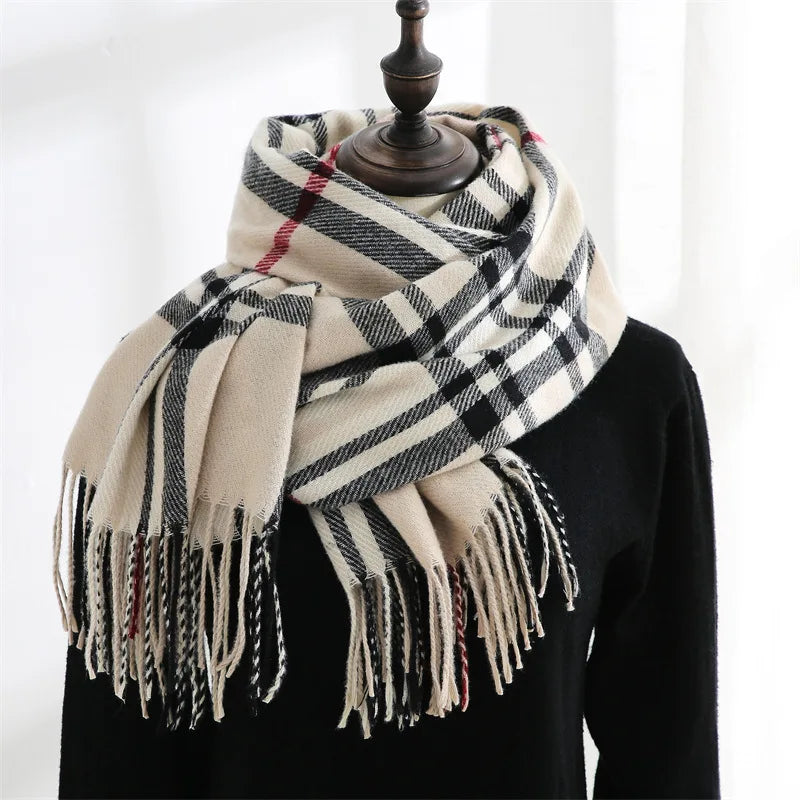 Warmer Winterschal, langer Schal mit Karomuster für Damen, weiches Wärmespeicherungssign, unverzichtbar für kaltes Wetter So ist Leben