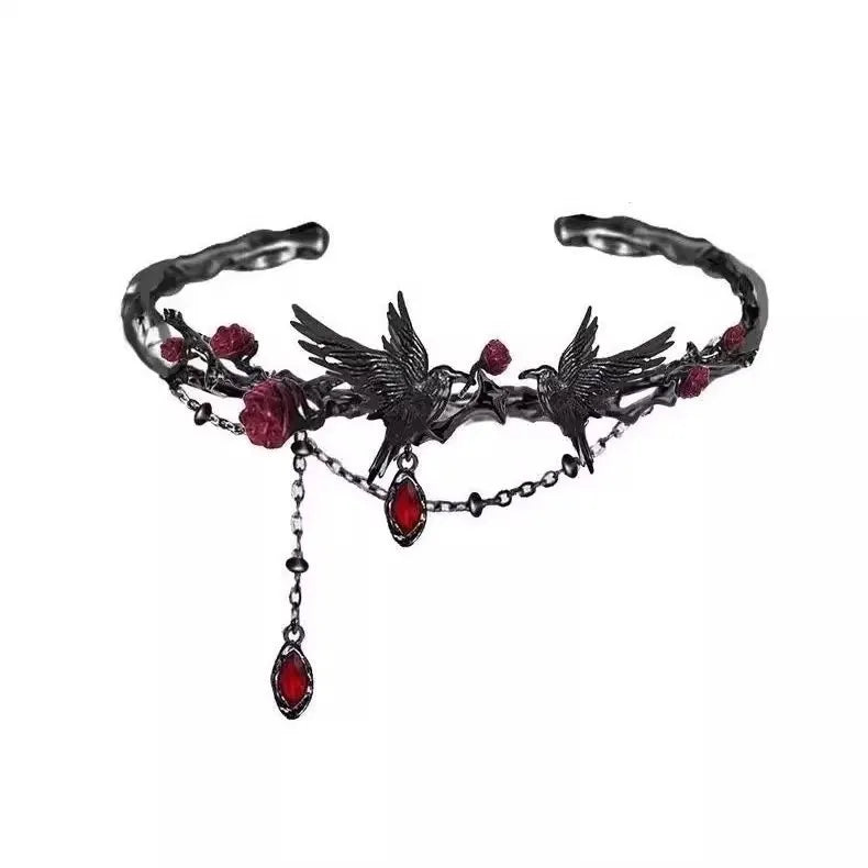 Dunkelheit Schmuck Goth Mandala Blume Manschette Armreifen Goth Krähe Armreif Punk Süße Cool Girl Feder Armband Zubehör Geschenke So ist Leben