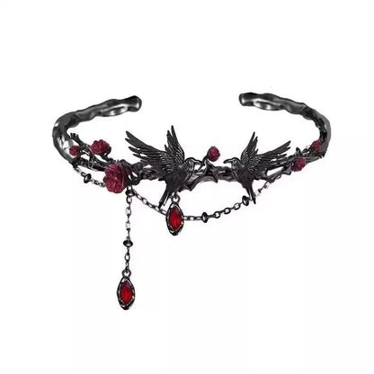 Dunkelheit Schmuck Goth Mandala Blume Manschette Armreifen Goth Krähe Armreif Punk Süße Cool Girl Feder Armband Zubehör Geschenke So ist Leben