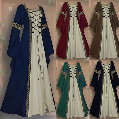 Halloween Frauen Europäischen Mittelalterlichen Gericht Phantasie Vampir Cosplay Kostüm Karneval Vintage Trägerlosen Langarm Elegantes Kleid So ist Leben