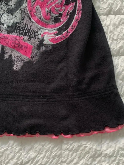 T-shirt Y2k Kleidung Gothic Punk 2000er Jahre Crop Top Mode Harajuku frauen kurzarm Shirt Süße Sling T shoujo mädchen Ästhetik So ist Leben