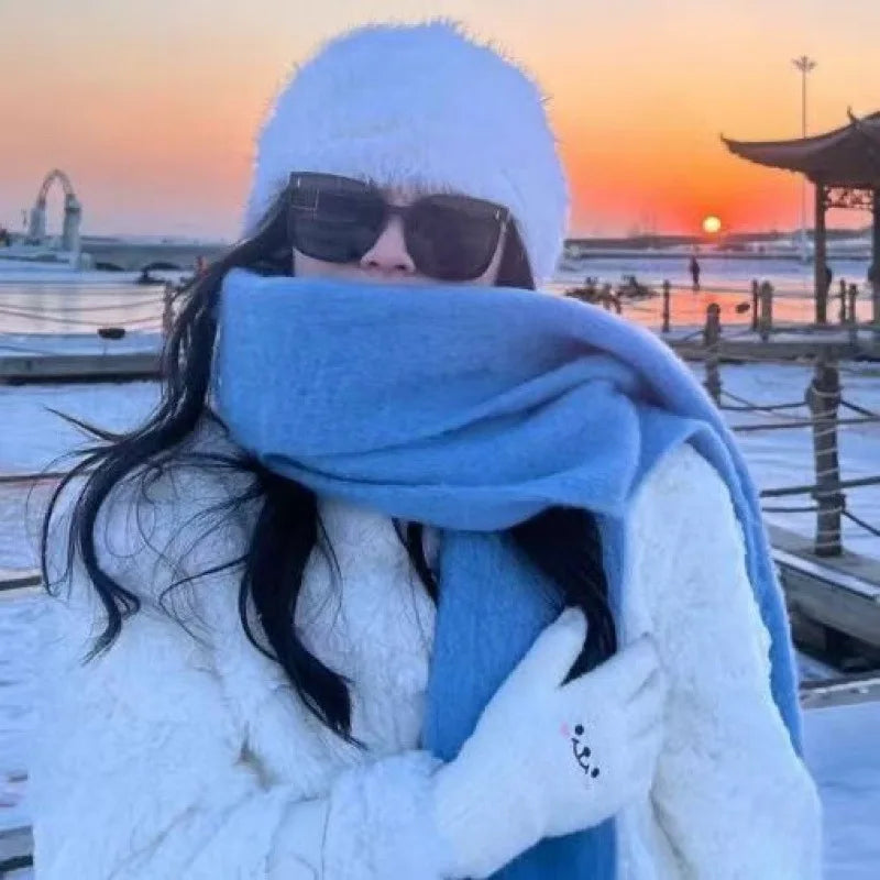 Retro koreanischen Stil Damen Schal Winter warm Quastenbesatz Nachahmung Kaschmir Schal Wrap Polyester frisch süß cremiger Stil So ist Leben