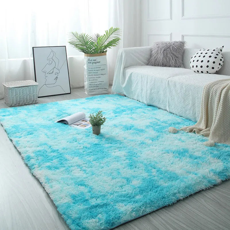 Weißer flauschiger Flurteppich Modernes Wohnzimmer - So ist Leben