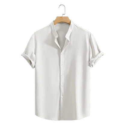 Jugend Casual Strand Kurzarm Shirts Einfarbig Lose Beiläufige Atmungsaktive Hemd Leichte Streetwear Männliche Taste Tops So ist Leben