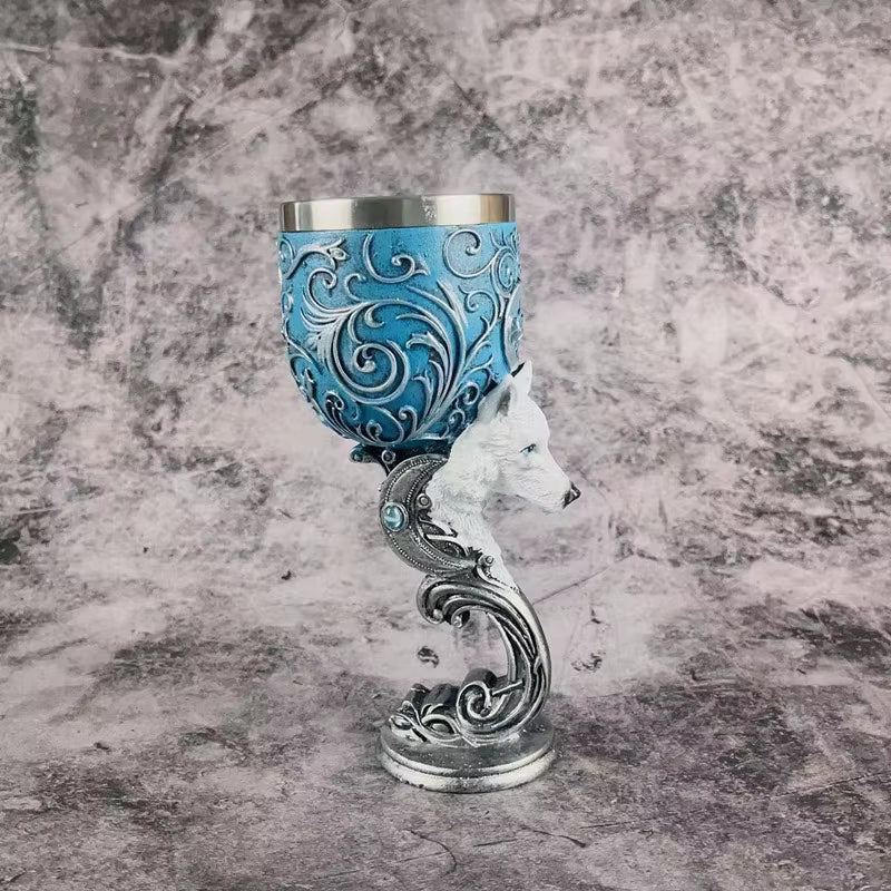 Klassischer Edelstahl‑Kelch mit Drachenmotiv und Strukturdesign So ist Leben