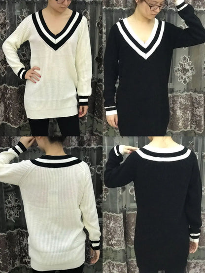 Loose Fit V-Ausschnitt Strickwaren Damen Frühling Herbst Neuer Stil Langarm Dünner Pullover Bequem Atmungsaktiv Modisch So ist Leben
