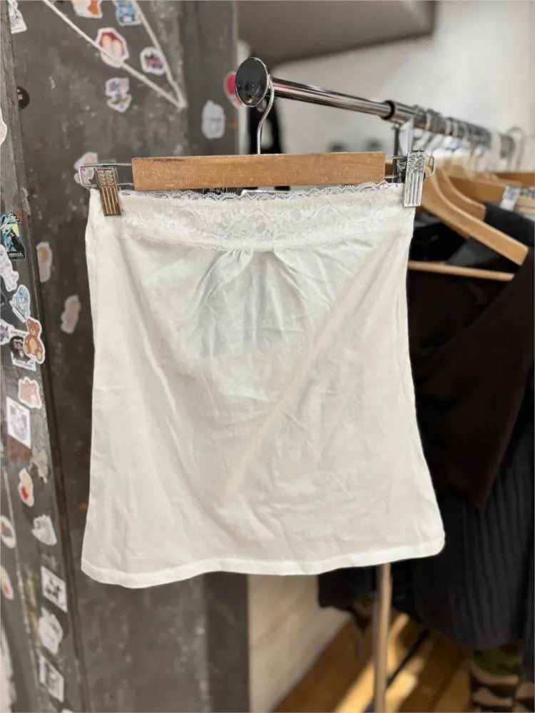 Spitze Trim Liebsten Tops Frauen Baumwolle Weiche Schlanke Weiß Sexy Ärmellose Leibchen Süße Nette Chic Tank Tops Y2K So ist Leben