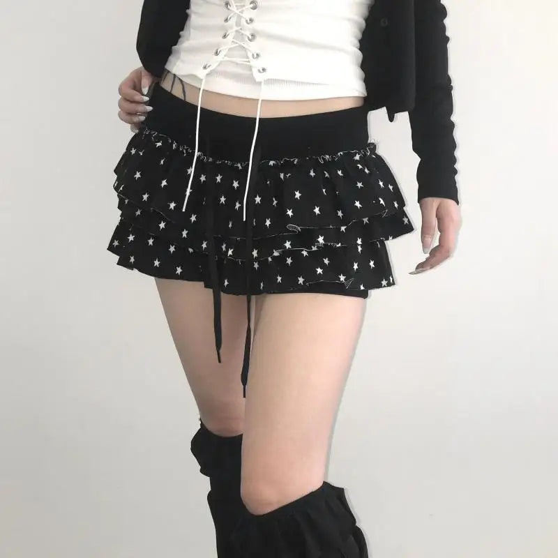 Genayooa Y2k Japanischen Rock Frauen Dot Mini A-linie Plissee Röcke Streetwear Koreanischen Stil Unregelmäßige Röcke E-mädchen Kurzen rock So ist Leben