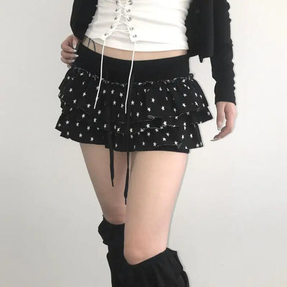 Genayooa Y2k Japanischen Rock Frauen Dot Mini A-linie Plissee Röcke Streetwear Koreanischen Stil Unregelmäßige Röcke E-mädchen Kurzen rock So ist Leben