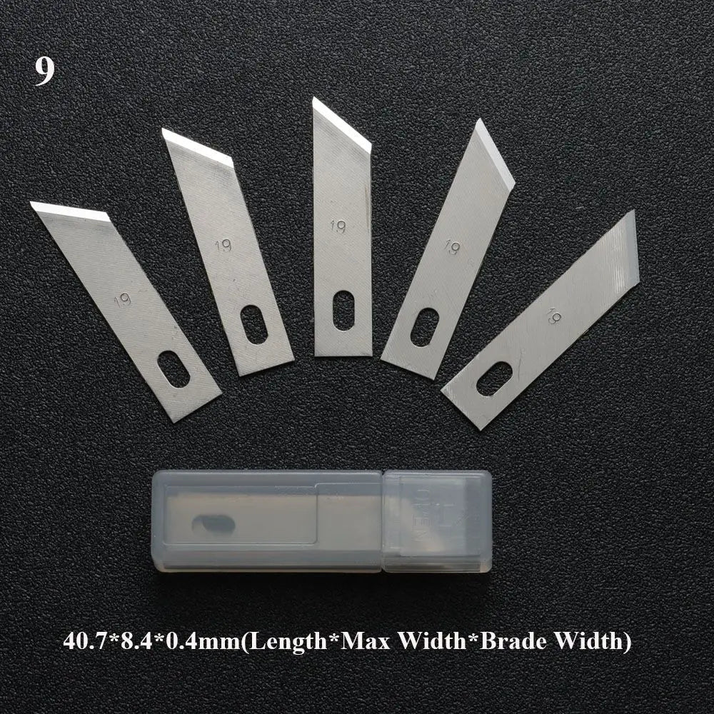 10PCS Klingen Cutter Handwerk Holz Carving Messer Gravur Nicht-Slip Metall Skalpell Messer Teile Handy PCB Reparatur hand Werkzeuge So ist Leben