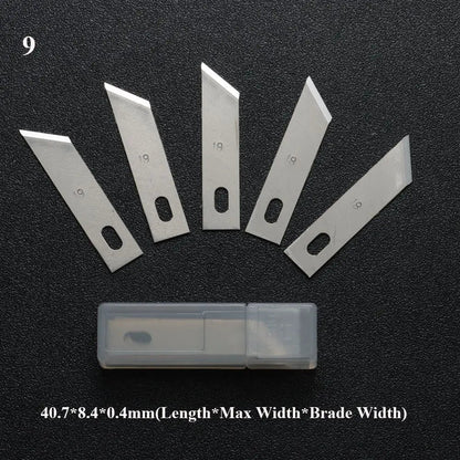 10PCS Klingen Cutter Handwerk Holz Carving Messer Gravur Nicht-Slip Metall Skalpell Messer Teile Handy PCB Reparatur hand Werkzeuge So ist Leben