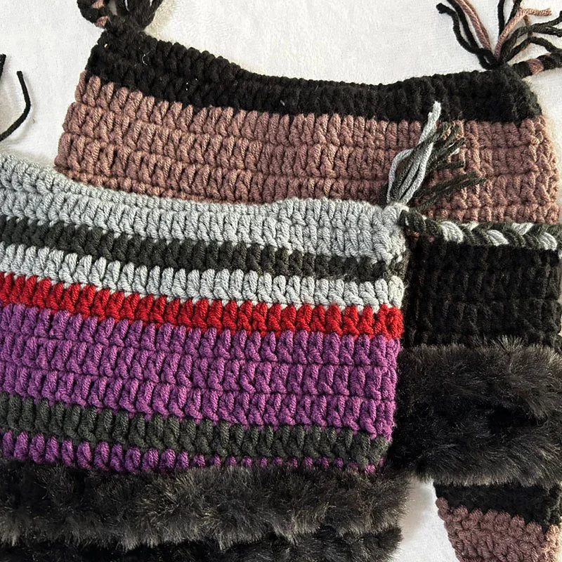 Japanische Designer Pentagramm Skullies Beanie Frauen Herbst Winter Warm Gehörschutz Handgemachte Gestrickte Hut Katzenohren Streifen Kappe Y2K So ist Leben