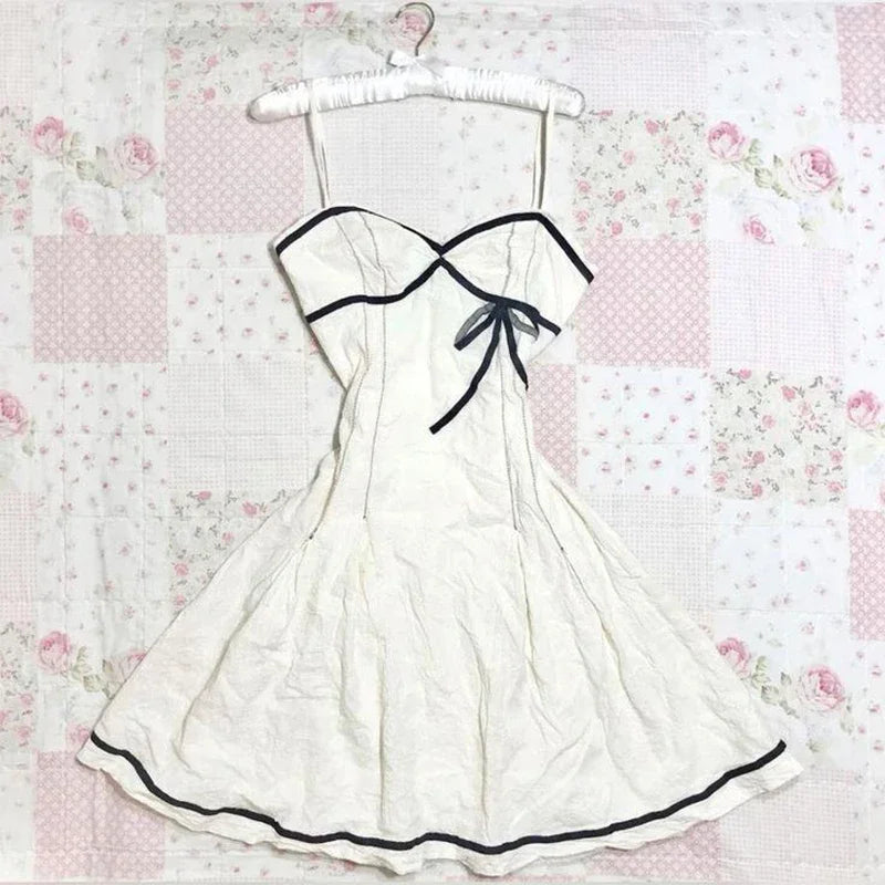 Vintage Y2K Gothic Harajuku Damen Kleid Slim Fit Casual Lace-Up Neckholder Punk Rock Emo Girl Streetwear Fashion So ist Leben