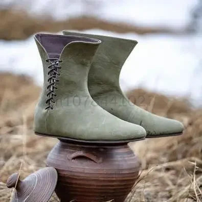 Mittelalterliche Retro-Pu-Lederschuhe für Herren, Renaissance-Ritterjäger, Cosplay-Schnürung, Cosplay-Stiefel, Halloween-Karnevalsschuhe So ist Leben
