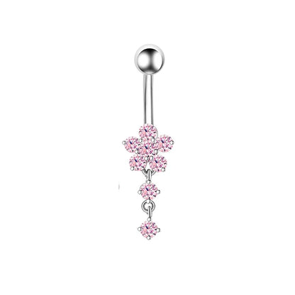 1PCS Rosa Krone Bauchnabel Ringe Schmuck Edelstahl Herz Nabel Piercing Barbell Kristall Nette Bauch Ringe Für Frauen Mädchen So ist Leben