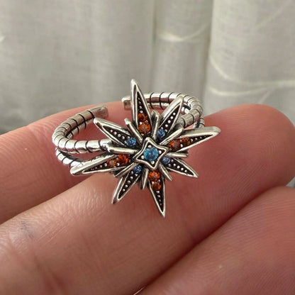 Ringe aus 925er-Sterlingsilber für Damen, Paare, minimalistisch, handgefertigt, Retro-Zirkon-Sternring, edler Schmuck, Geschenk, verhindert Allergien So ist Leben